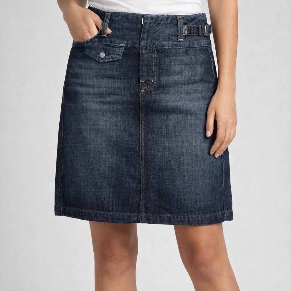 7 For All Mankind Dark Blue Denim A-Line Skirt- size 26 NWT